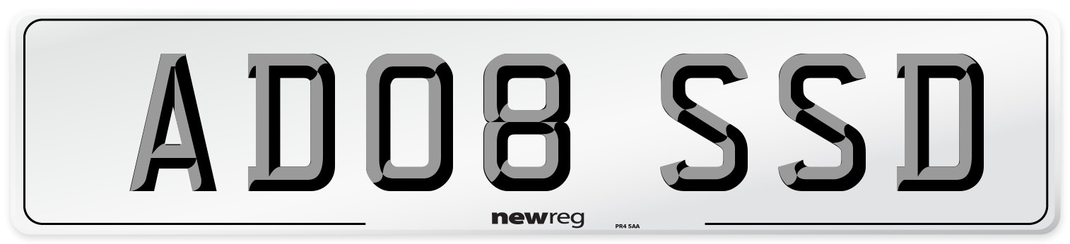 AD08 SSD Number Plate from New Reg